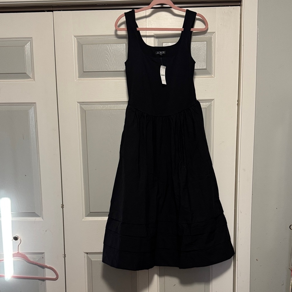 J. Crew scoop neck drop waist mixy Women's Black Dress nwt size mp